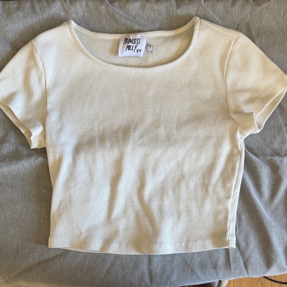 Princess Polly Ivory Ribbed Tee